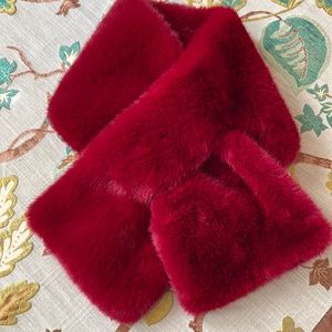 Faux fur red scarf Chicos